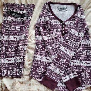 PINK Victoria's Secret Intimates & Sleepwear - HTF victorias secret Pink thermal PJ's PINK Victoria's Secret Intimates & Sleepwear - HTF victorias secret Pink thermal PJ's